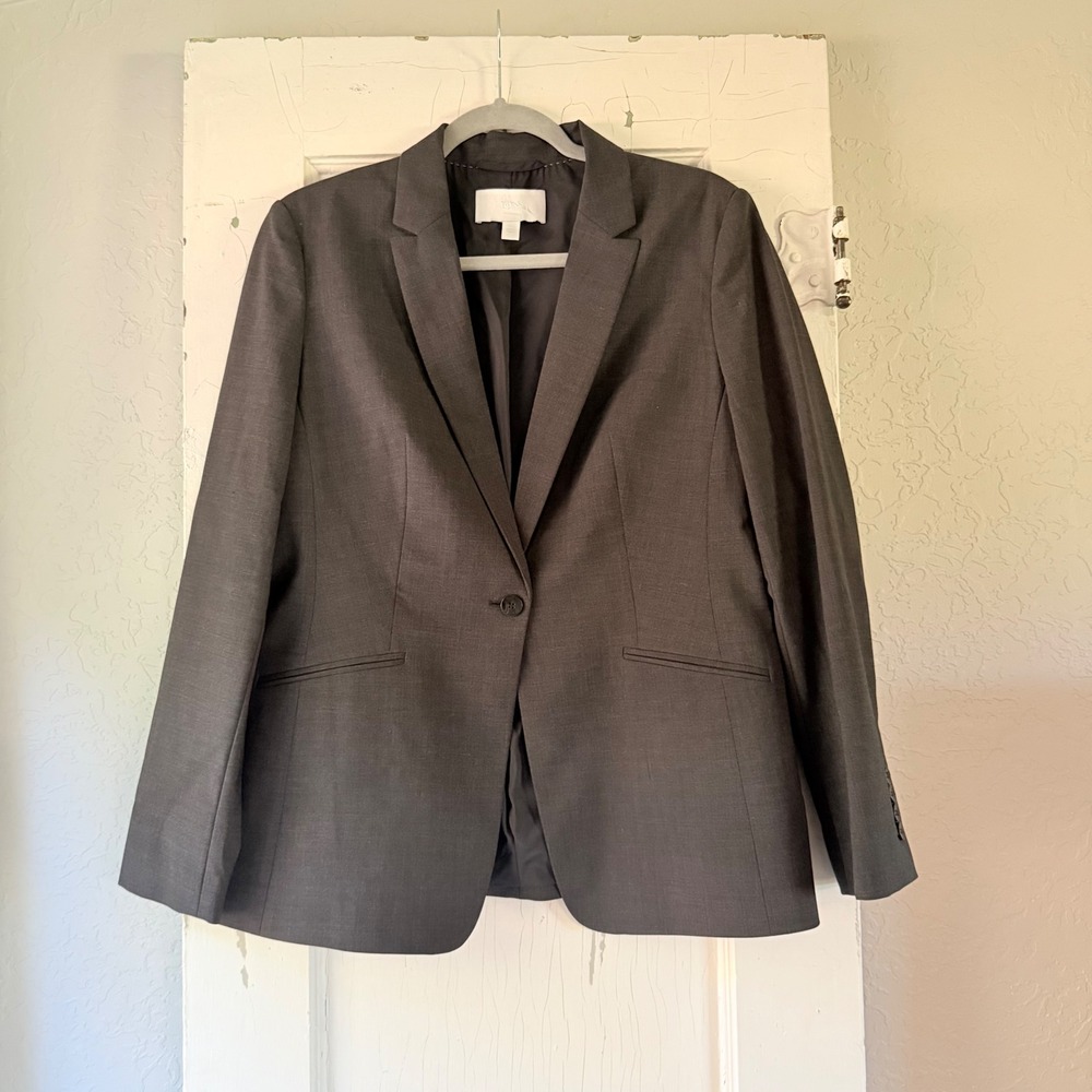 Hugo Boss Womens Charcoal Gray Single Button Tailored Blazer Jacket